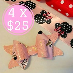 Minnie mouse faux leather small hair bow